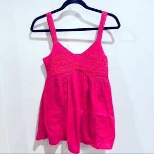 ASOS flare camisole in bright pink with Embriodary